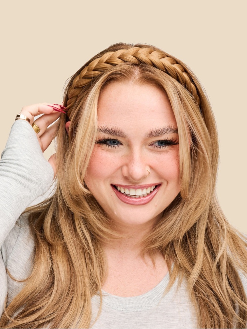 Madison Braids 5 Strand Headband Ashy Highlighted Blonde Adjustable 20-23”